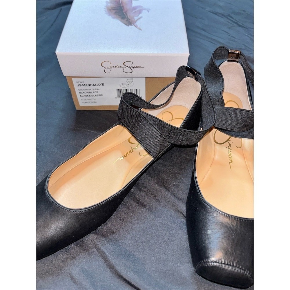 Jessica Simpson Ballet Flats Womens Size 10 Black Criss-Cross Elastic mandalaye - Picture 3 of 9